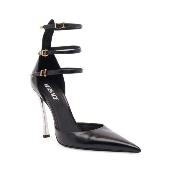 Versace Shoes - Versace Pin Point Leather Ankle Strap Pumps size 39.5